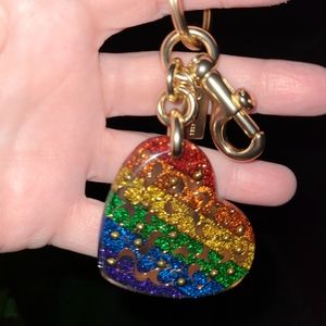 NEW Coach Signature Heart Keychain / Bag Charm